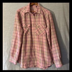 Flannel Shirt Long Sleeve Pink/Purple Women’s Sz M